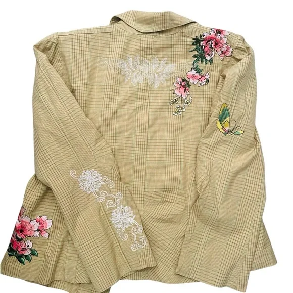 Johnny Was Beige Floral Embroidered Blazer - Picture 4 of 8